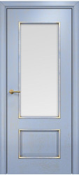 Межкомнатная дверь Марсель ПО (Эмаль голубая/Патина золото/Сатинат белый)