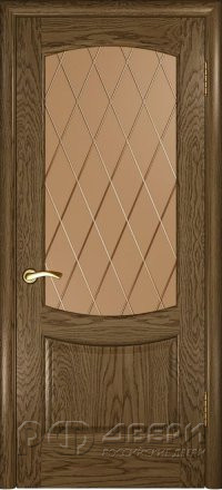 Межкомнатная дверь Лаура-2 остекленная (Дуб Мореный)