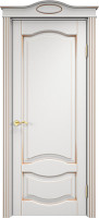 Дверь из массива ольхи ОЛ 33 ПГ Капитель романтика (Белый грунт/патина Золото)