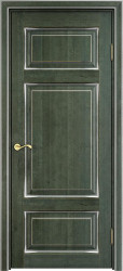 Межкомнатная дверь ОЛ 55 ПГ (Малахит патина Серебро с микрано)
