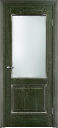 Межкомнатная дверь из массива дуба Д13 ПО (Малахит патина Серебро с микрано)