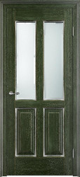 Межкомнатная дверь из массива дуба Д15 ПО (Малахит патина Серебро с микрано)