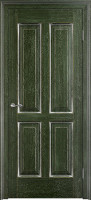 Дверь из массива дуба Д15 ПГ (Малахит/Патина серебро с микрано)