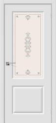 Межкомнатная дверь ПВХ Скинни-13 П-23 ПО (Белый/Художественное стекло)