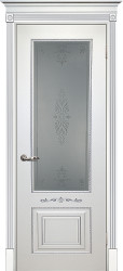 Межкомнатная дверь Смальта 04 ПО (Белый RAL 9003 Патина Серебро/Белое)