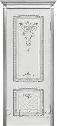 Межкомнатная дверь Симфония-2 ПГ (Белая эмаль/Патина серебро)