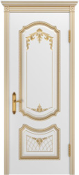Межкомнатная дверь Соло ПГ (Белая эмаль/Патина золото)