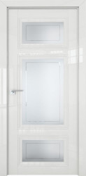 Межкомнатная дверь глянцевая 2.105L ПО (Белый люкс/Гравировка 4)