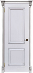 Межкомнатная дверь Багет 32 ПГ (Эмаль белая/Патина Серебро)