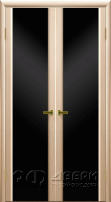 Межкомнатная распашная дверь Синай 3 ПО (Беленый Дуб/Черное)