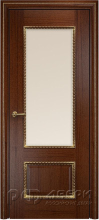 Межкомнатная дверь Марсель ПО (Красное дерево/Отделка золотом/Сатинат бронза)