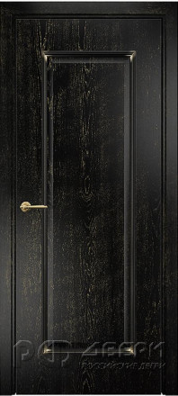 Межкомнатная дверь Турин ПГ (Эмаль черная/Патина золото)
