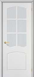 Межкомнатная дверь ПВХ покрытие Альфа со стеклом (Белый) 