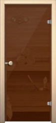 Межкомнатная дверь для бани и сауны Кноб Е (Бронза тонированное)