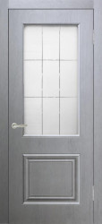 Межкомнатная дверь Роял-2 ПО (Серый/Сатинато с гравировкой)