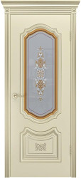 Межкомнатная дверь Соло R-0 В3 ПО (Шампань/Патина белое золото)