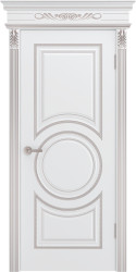 Межкомнатная дверь Рондо В0 ПГ (Белая эмаль/Патина розовое золото)