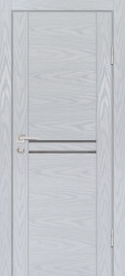 Межкомнатная дверь PSM-4 (Дуб скай серый/Черный лакобель)