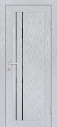 Межкомнатная дверь PSM-10 (Дуб скай серый/Черный лакобель)