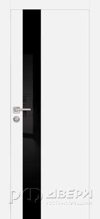 Межкомнатная дверь PX-10 AL кромка с 4-х ст. (Белый/Черный лакобель)