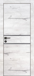 Межкомнатная дверь PX-18 черная кромка с 4-х ст. (Дуб арктик/Серый мателак)