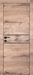 Межкомнатная дверь PX-18 черная кромка с 4-х ст. (Дуб пацифик/Серый мателак)