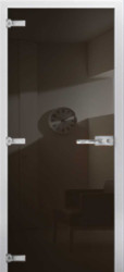 Стеклянная межкомнатная дверь RAL 8019 (Фотопечать)