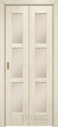 Складная дверь книжка Квадро ПО (Слоновая кость/Патина коричневая)