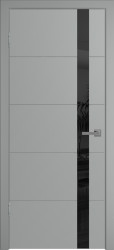 Межкомнатная дверь Скай-5 ПО (Серая эмаль/Черный лакобель)