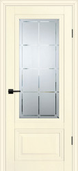 Межкомнатная дверь PSC-37 ПО (Магнолия/Сатинат с гравировкой)