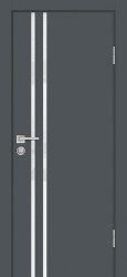 Межкомнатная дверь P-11 ПО молдинг кромка ABS с 2-х ст. (Графит/Белоснежный лакобель)