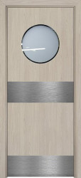 Межкомнатная дверь с иллюминатором ДПО (Rubra elm/Отб. пластина)