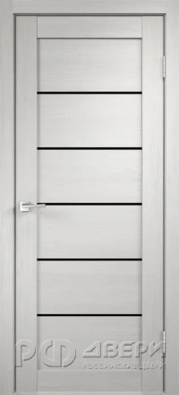 Межкомнатная дверь Linea 1 ПО (Дуб белый/Лакобель черное)