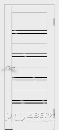 Межкомнатная дверь Xline 4 ПО (Белый/Лакобель чёрное)