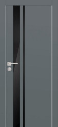 Межкомнатная дверь PX-16 AL кромка с 4-х ст. (Графит/Черный лакобель)
