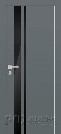 Межкомнатная дверь PX-16 AL кромка с 4-х ст. (Графит/Черный лакобель)
