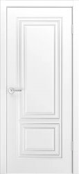 Межкомнатная дверь Фави В0 ПГ (Белая эмаль/Патина серебро)
