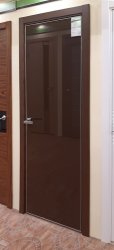 Скрытая межкомнатная дверь Арт кромка AL (Стекло по RAL 1015)