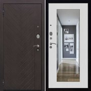 Входная металлическая дверь Вектор Лофт Z (Горький шоколад/Зеркало белый ясень)