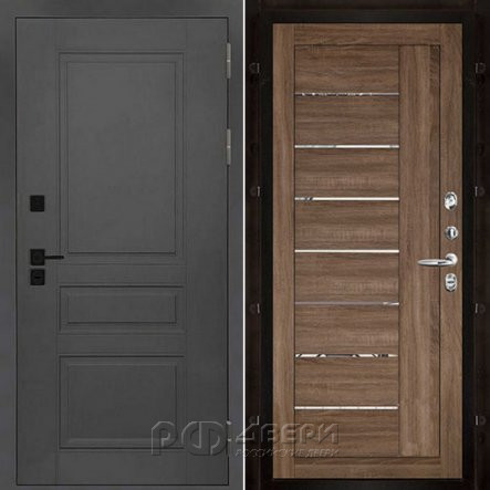 Входная металлическая дверь Сенатор ПЛЮС SOLID LIGHT 2110 (Cерый нубук soft/Зеркало серый велюр)