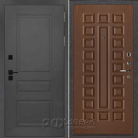 Входная металлическая дверь Сенатор ПЛЮС SOLID Стандарт (Cерый нубук soft/Орех темный)
