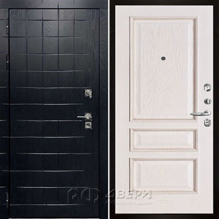 Входная металлическая дверь Сенатор ПЛЮС ALBERO BLACK Вена (Альберо Блэк/Белая патина)