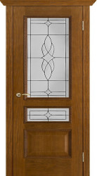 Межкомнатная дверь Вена тон 14 со стеклом (Античный дуб/Витраж)
