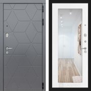 Входная металлическая дверь Cosmo 18 (графит софт/зеркало белое дерево)