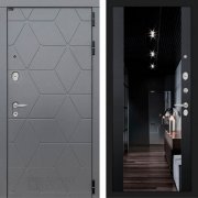 Входная металлическая дверь Cosmo (графит софт/зеркало черный кварц)