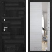 Входная металлическая дверь Pazl (лофт черный/зеркало акация светлая горизонтальная)