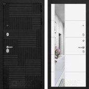 Входная металлическая дверь Pazl 19 (лофт черный/зеркало белый софт)