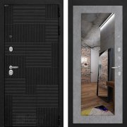 Входная металлическая дверь Pazl 18 (лофт черный/зеркало бетон светлый)
