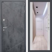 Входная металлическая дверь Loft (бетон темный/зеркало сандал белый)