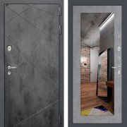 Входная металлическая дверь Loft 18 (бетон темный/зеркало бетон светлый)